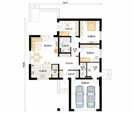 Projekt domu Kaszmir - rzut parteru
