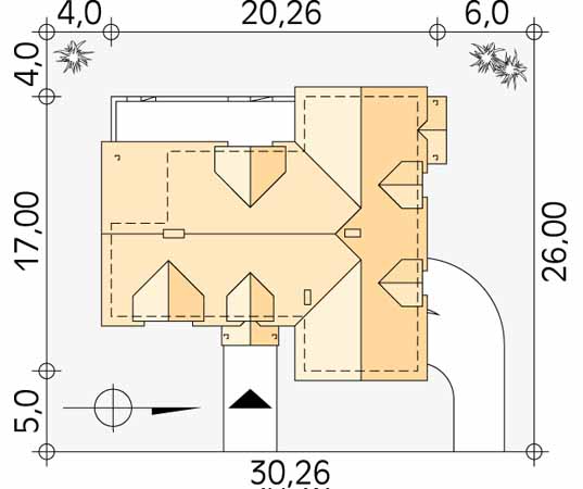 Projekt domu Kasztan - usytuowanie na działce