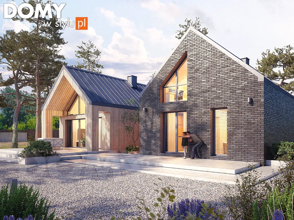 Nowoczesny projekt domu z poddaszem Katamaran - wizualizacja frontowa