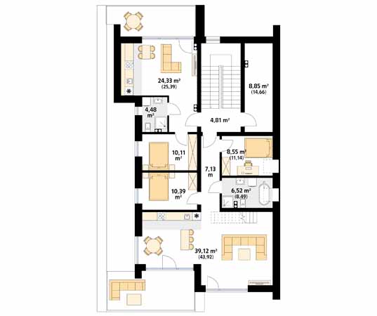Projekt pensjonatu Kawiarnia - rzut poddasza