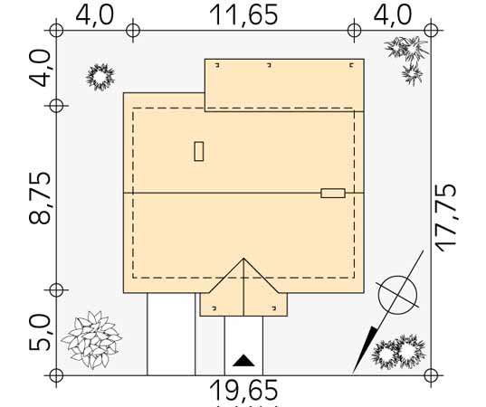 Projekt domu Kawka - usytuowanie na działce