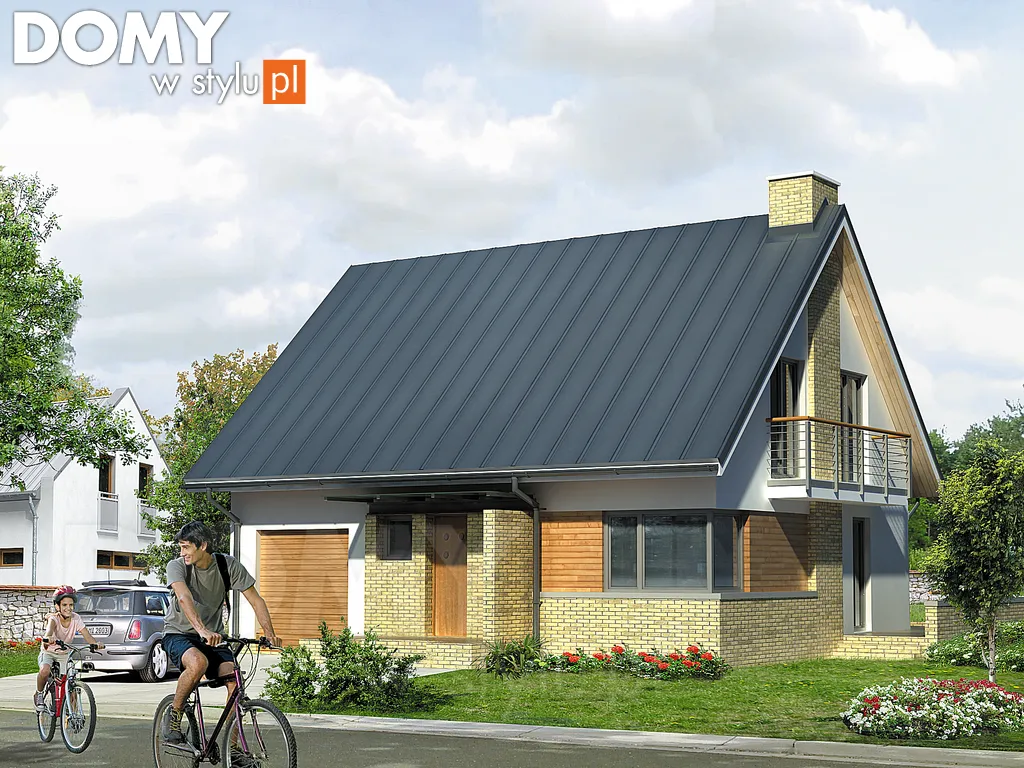 Nowoczesny projekt domu z poddaszem Kawka 2 - wizualizacja frontowa