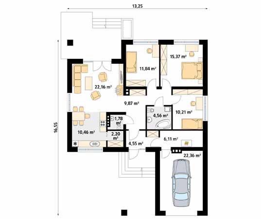 Projekt domu Kiwi 2 - rzut parteru