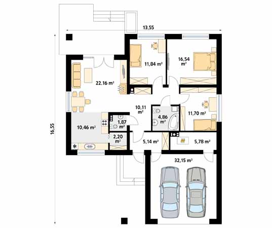 Projekt domu Kiwi 3 - rzut parteru