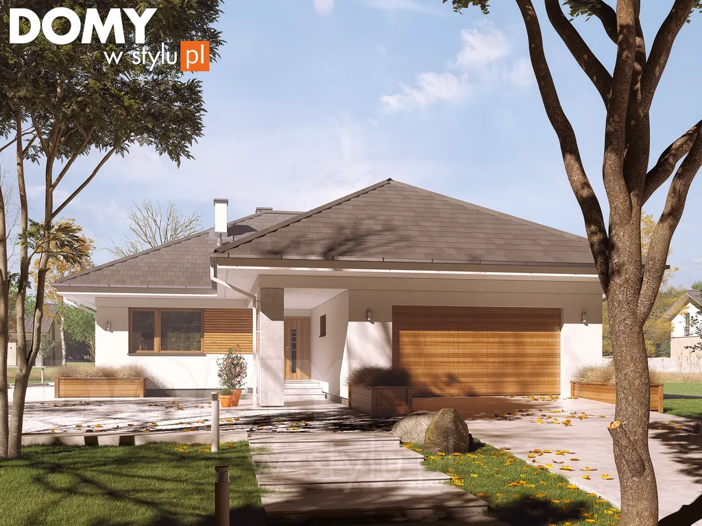 Nowoczesny projekt domu parterowego Kiwi 5 - wizualizacja frontowa