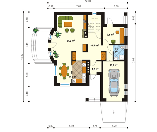 Projekt domu Klasyk - rzut parteru