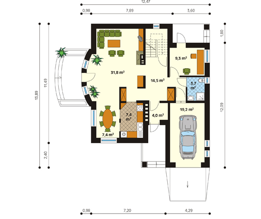 Projekt domu Klasyk 2 - rzut parteru