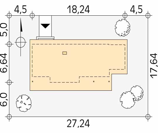 Projekt domu Klif dr-S - usytuowanie na działce