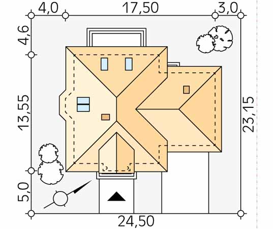 Projekt domu Klon - usytuowanie na działce