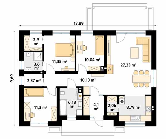 Projekt domu Kminek - rzut parteru