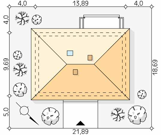 Projekt domu Kminek - usytuowanie na działce