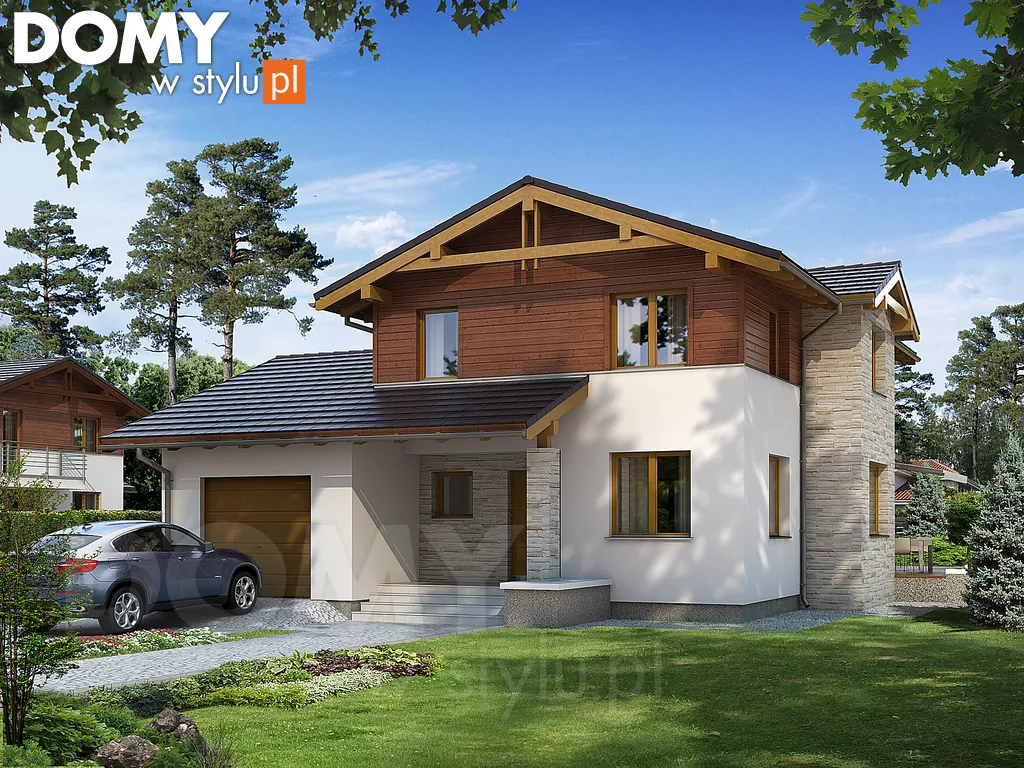 Nowoczesny projekt domu piętrowego Kobalt - wizualizacja frontowa