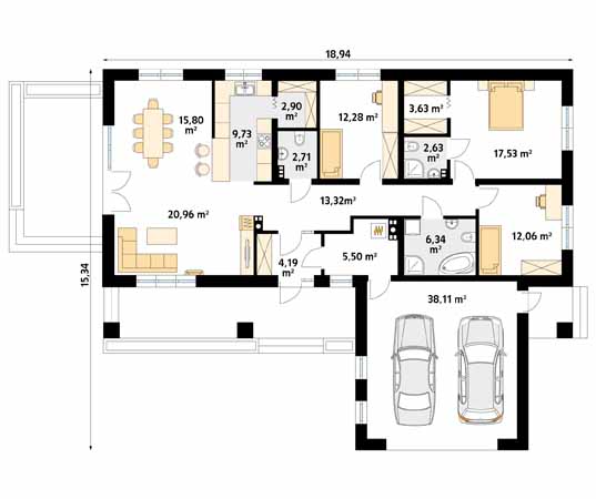 Projekt domu Kolendra - rzut parteru