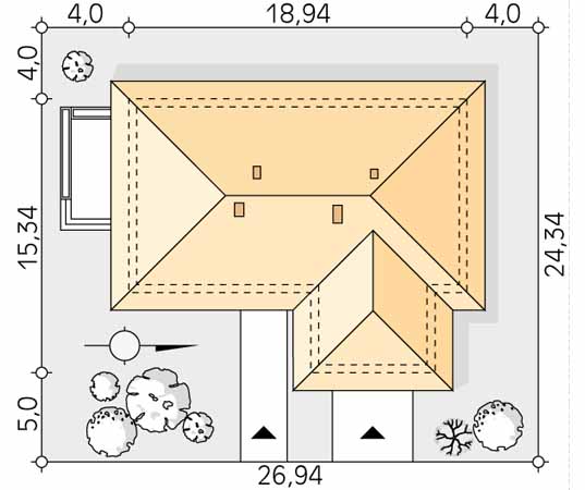 Projekt domu Kolendra - usytuowanie na działce