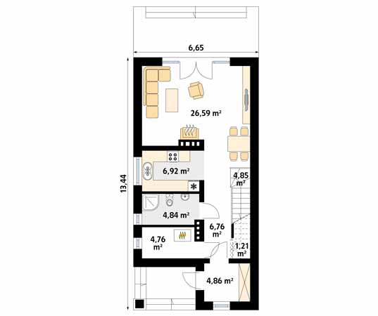 Projekt domu Koliber 2 - rzut parteru