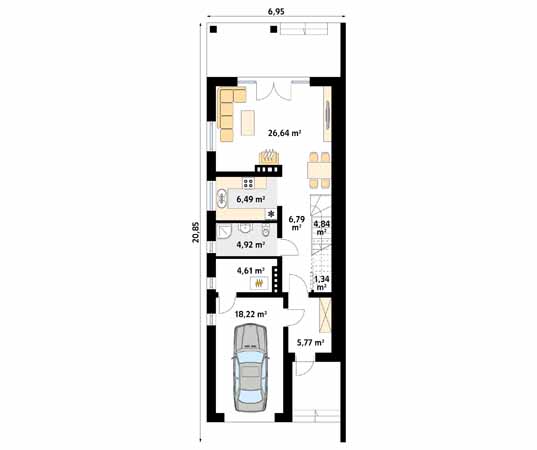 Projekt domu Koliber 3 - rzut parteru