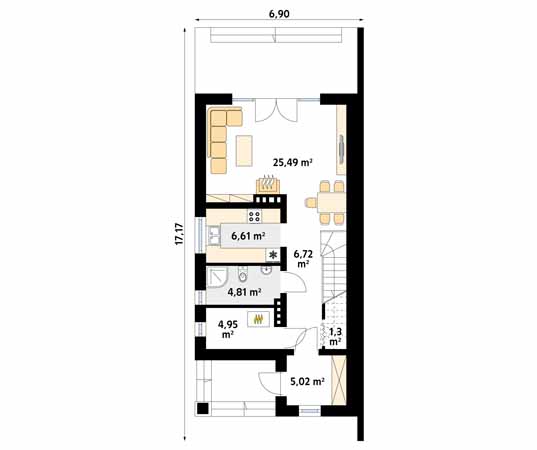 Projekt domu Koliber 4 - rzut parteru