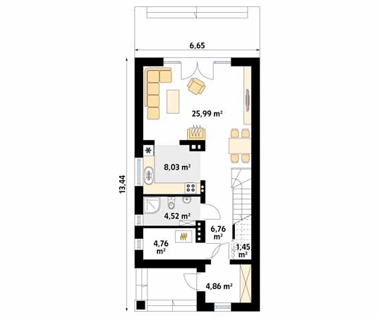 Projekt domu Koliber 5 - rzut parteru