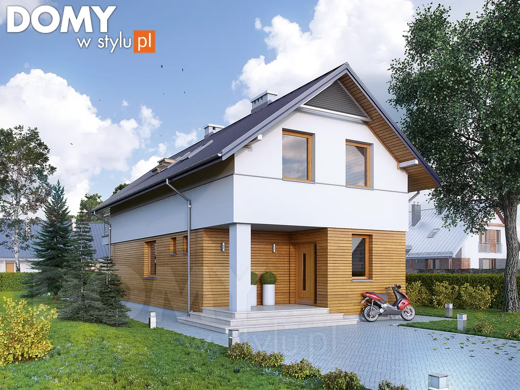 Nowoczesny projekt domu z poddaszem Koliber 5 - wizualizacja frontowa