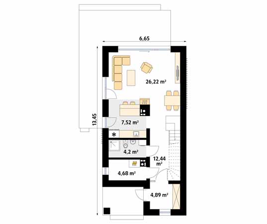 Projekt domu Koliber 6 - rzut parteru