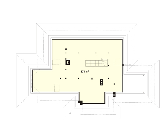 Projekt domu Kometa - rzut poddasza