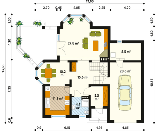 Projekt domu Koncert 2 - rzut parteru