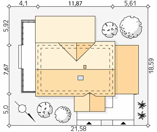 Projekt domu Koniczynka - usytuowanie na działce