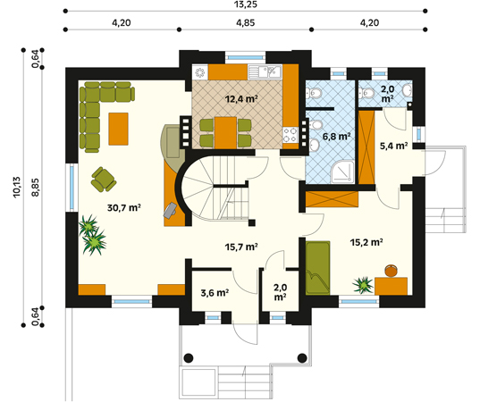 Projekt domu Kora - rzut parteru