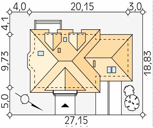 Projekt domu Koral - usytuowanie na działce