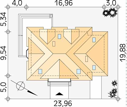 Projekt domu Koral 2 - usytuowanie na działce