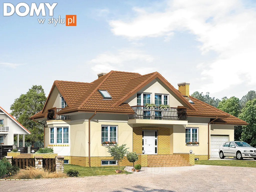 Projekt domu z poddaszem Koral 2 - wizualizacja frontowa