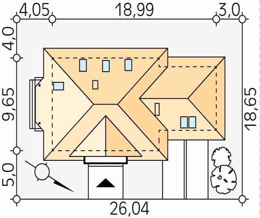 Projekt domu Koral 3 - usytuowanie na działce