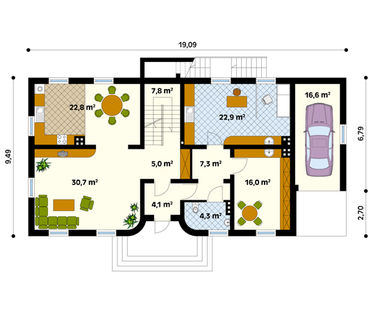 Projekt domu Korona - rzut parteru