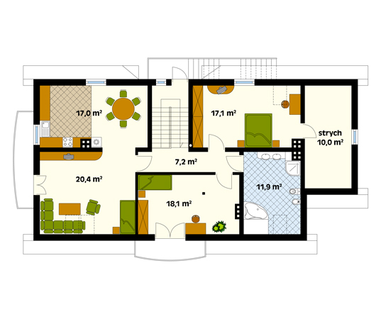 Projekt domu Korona - rzut poddasza