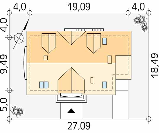 Projekt domu Korona - usytuowanie na działce