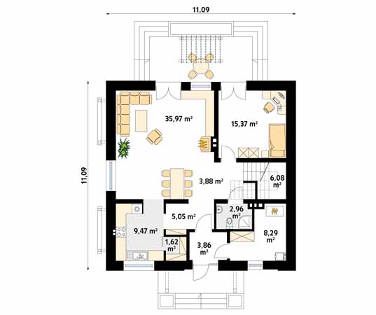 Projekt domu Kos - rzut parteru
