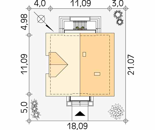 Projekt domu Kos - usytuowanie na działce