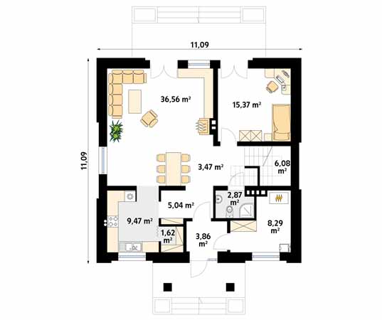 Projekt domu Kos 2 - rzut parteru