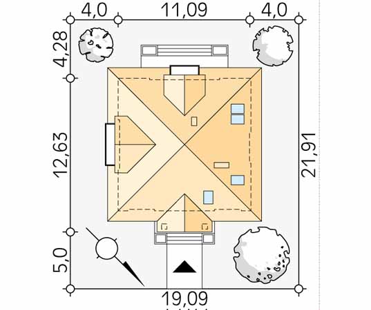 Projekt domu Kos 2 - usytuowanie na działce