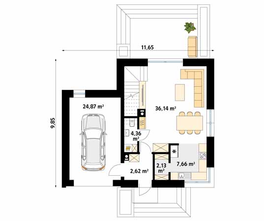 Projekt domu Kote 2 - rzut parteru