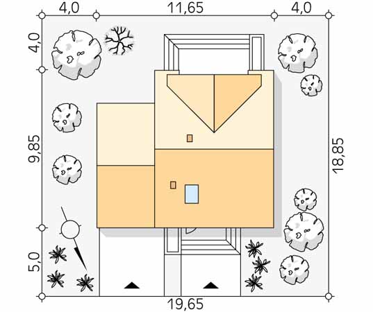 Projekt domu Kote 2 - usytuowanie na działce