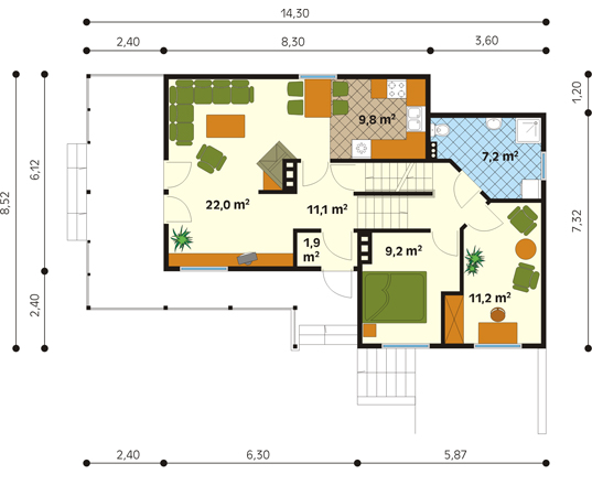 Projekt domu Krakowiak dr-S - rzut parteru