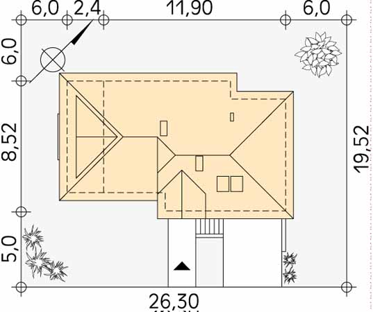 Projekt domu Krakowiak dr-S - usytuowanie na działce