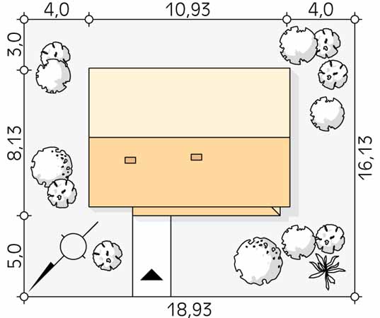 Projekt domu Kruszyna 3 - usytuowanie na działce