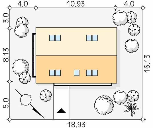 Projekt domu Kruszyna 4 - usytuowanie na działce