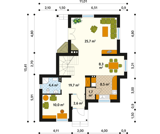 Projekt domu Kryśka - rzut parteru