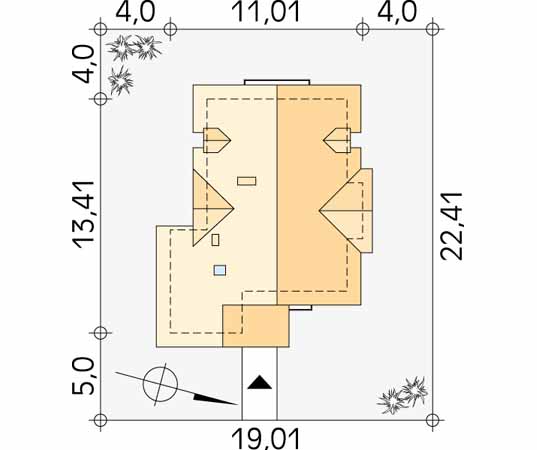 Projekt domu Kryśka - usytuowanie na działce