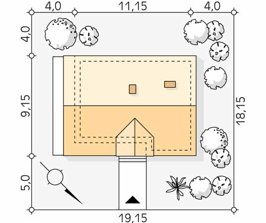 Projekt domu Krzemień - usytuowanie na działce