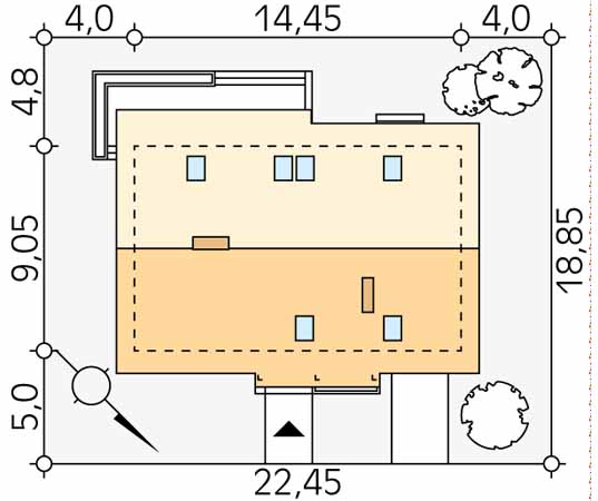Projekt domu Kulczyk - usytuowanie na działce