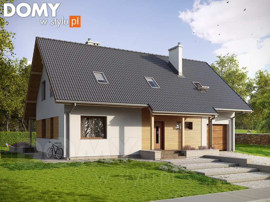 Nowoczesny projekt domu z poddaszem Kulczyk - wizualizacja frontowa